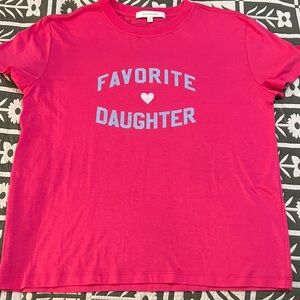 Favorite Daughter Bright Pink Tee with Blue Logo